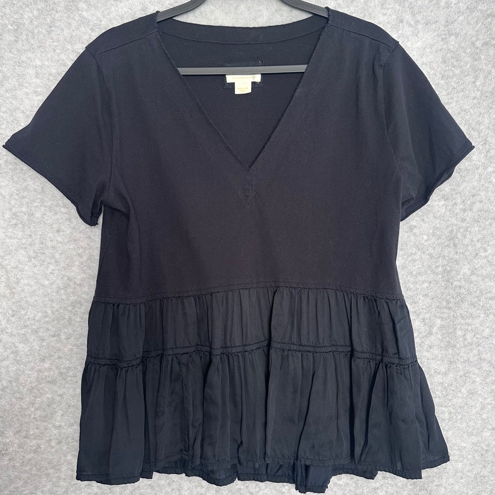 Maeve Louisa Tiered Tee Peplum Ruffle Mixed Media Medium Relaxed Polished Casual